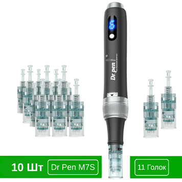 Набор дермапен Dr. Pen M7S Черный + картриджи для фракционной мезотерапии и микронидлинга SETM7SBlack1011 фото