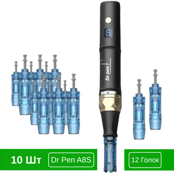 Набор дермапен Dr. Pen A8S + картриджи для фракционной мезотерапии и микронидлинга SETA8S1012 фото