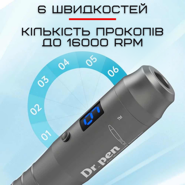 Дермапен Dr. Pen Ultima M8-W Электрический Мезороллер с Аккумулятором 6 Режимов Скорости + 2 Насадки M8W фото