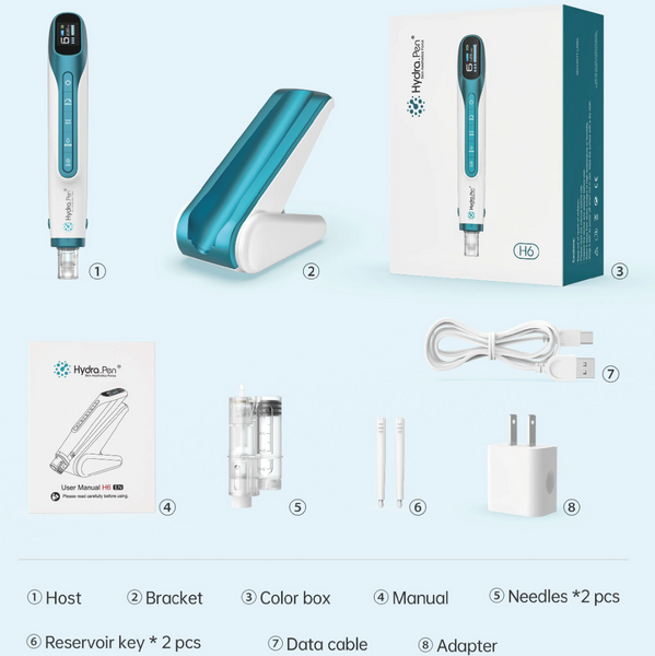 Набір дермапен Hydra Pen H6 + картриджі для фракційної мезотерапії та мікронідлінгу SETH6Blue0518 фото