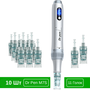 Набор дермапен Dr. Pen M7S Серый + картриджи для фракционной мезотерапии и микронидлинга SETM7SGray1011 фото