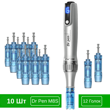 Набор дермапен Dr. Pen M8S + картриджи для фракционной мезотерапии и микронидлинга SETM8S1012 фото