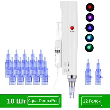 Набір Гідропен Aqua DermaPen Pro + картриджі для фракційної мезотерапії та мікронідлінгу SETK821012 фото